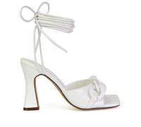 Womens Lace Up Sandals Ladies Block Heel Square Toe Chain Strappy Shoes Size 3-8