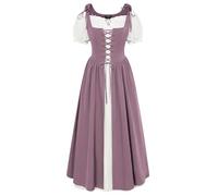 Womens Lace up Short Sleeve Rockabilly Maxi Dress Victorian Vintage Dresses for Summer Plus Size Irish Dress Two-Piece Light Purple XL