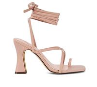 Womens Lace Up Square Toe Post Block Mid High Heel Ladies Faux Leather Shoes Size 3-8