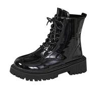 Women'S Lace-Up Thick-Soled Thick-Heeled Boots Chunky Low Heeled Ankle Boot