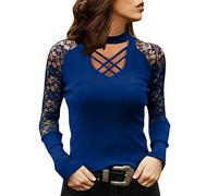 Women's Lace V-Neck Hollow Out Long Sleeve T Shirt Large Size Tunic Chic and Elegant Slim Fit Off Shoulder Y2K Casual Bodycon Top for Party Evening Party Clubwear