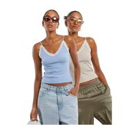 Women's lace V-neck tank top Urban Classics (x2) Bleu 3XL
