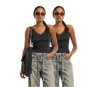 Women's lace V-neck tank top Urban Classics (x2) Noir 4XL