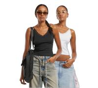 Women's lace V-neck tank top Urban Classics (x2) Noir S