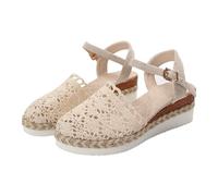 Womens Lace Wedge Sandals Clearance Closed Toe Sandals Party Wedding Shoes Buckle Espadrilles Arch Support Mules Slides Ladies Cushion Walk Sandles Orthotic Wide Fit Slingback Shoe Comfortable Slipper