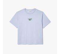Women's Lacoste Relaxed-Fit Printed Cotton T-Shirt in Blue