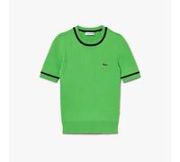 Women's Lacoste Seamless 3D Knit Ribbed Sweater in Green