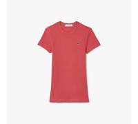 Women's Lacoste Slim Fit Ribbed Cotton T-Shirt in Red