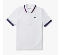 Women's Lacoste UV Protect Stripe Collar Tennis Polo Shirt in White