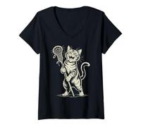 Women's Lacrosse Cat Lax V-Neck T-Shirt