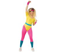 Womens Ladies Aerobics Girl Costume Gym Sport Outfit 80s 90s Adult Fancy Dress