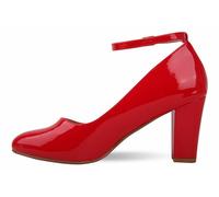 Womens Ladies Block Heel Ankle Strap Work Court Evening Dress Girls Shoes Pumps UK Size 3-12 (Red Patent, Numeric_6)