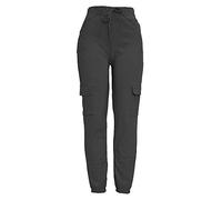 Womens Ladies Cargo Combat Stretch Casual Trosers Slim Fit Sport Joggers Black Navy Mustard Khaki Rust Grey UK Size 8 10 12 14 (Black, UK