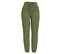 Womens Ladies Cargo Combat Stretch Casual Trosers Slim Fit Sport Joggers Black Navy Mustard Khaki Rust Grey UK Size 8 10 12 14 (Khaki, UK 10)