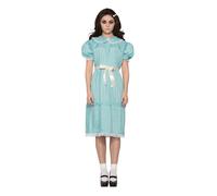 Womens Ladies Creepy Sister Costume 80s Movie Ghost Twin Blue Adult Fancy Dress