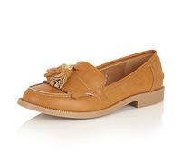 Womens Ladies Dolcis Flat Low Heel Casual Office Fringe Tassel Loafers Shoes UK Sizes (7 UK, Light Tan)