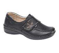 Womens Ladies Extra Wide EEE Fit Touch Fastening Casual Shoes Size 3-9 Black (3)