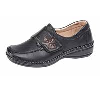 Womens Ladies Extra Wide EEE Fit Touch Fastening Casual Shoes Size 3 - 9 BLACK (6)