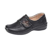 Womens Ladies Extra Wide EEE Fit Touch Fastening Casual Shoes Size 3 - 9 BLACK (7)