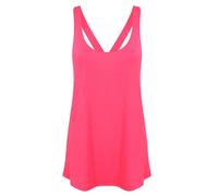 Womens Ladies Fashion Polyester Scoop Neck Workout Vest with Strappy Back