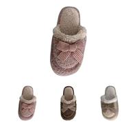 Womens Ladies Faux Fur Lined Slip On Comfy Warm Winter Slippers Mules Womens Bow Slippers Ultra Cozy Indoor Sliders Autumn Outdoor Slides Comfortable Non Slip Slides Fashion Warm Sliders
