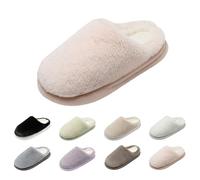 Womens Ladies Faux Fur Lined Slip On Comfy Warm Winter Slippers Mules Womens Fluffy Slippers Soft Touch Plush Slipper Cozy Memory Foam Slipper Closed Toe Household Shoes For Ladies