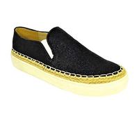 Womens Ladies Flat Slip On Espadrilles Pumps Canvas Plimsoles Shoes Size 4 Black (D15C3019)