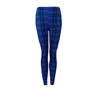 Womens Ladies Full Length Long Leggings Camouflage Leopard Animal Tartan Check Print Pants Plus Size 8-26 (20-22, Blue Tartan Print)