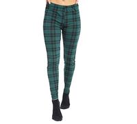Womens Ladies Full Length Long Leggings Camouflage Leopard Animal Tartan Check Print Pants Plus Size 8-26 (24-26, Green Tartan Print)