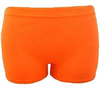 Womens Ladies Girl Microfiber Hot Pants Knicker Lycra Dance Shorts Gym Sexy Neon (Neon Orange, SM/UK 8-10)