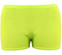 Womens Ladies Girl Microfiber Hot Pants Knicker Lycra Dance Shorts Gym Sexy Neon (Neon Yellow, SM/UK 8-10)