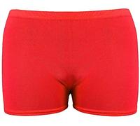 Womens Ladies Girl Microfiber Hot Pants Knicker Lycra Dance Shorts Gym Sexy Neon (Red, SM/UK 8-10)