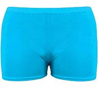 Womens Ladies Girl Microfiber Hot Pants Knicker Lycra Dance Shorts Gym Sexy Neon (Turq, XL/UK 16-18)