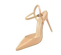 Womens Ladies High Heel Closed Toe Pointed Stiletto Ankle Strap Wedding Party Bridal Shoes Sandals Naked UK 6