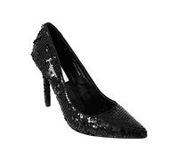 Womens Ladies high Heel Pointed Sequin Court Smart Party Work Shoes Pumps Size 4 Ipekyol Giyim Black