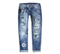 Women's Ladies High Waisted Denim Jeans Skinny Slimming Fit Casual Straight Pants Causal Vintage Wash Frayed Hem Ripped Ankle Jeans Boyfriend Pants Cropped Jeggings Y2K Streetwear