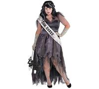Womens Ladies Homecoming Corpse Zombie Prom Queen Fancy Dress Costume, Grey, Size: 28 Euro