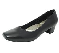 Womens Ladies Leather Lined Comfortable Black Low Heel Court Shoes Size 7