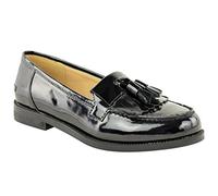 Womens Ladies Loafers Flat Casual Office Work School Fringe Tassel Pumps Shoes Black Patent