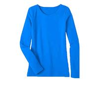 Women's Ladies Long Sleeve T-Shirt Ladies Plus Size Round Neck Stretchy Plain Fitted Basic Jersey Casual Tee Top. Turquoise