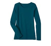 Women's Ladies Long Sleeve T-Shirt Ladies Plus Size Round Neck Stretchy Plain Fitted Basic Jersey Casual Tee Top. Teal