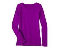 Women's Ladies Long Sleeve T-Shirt Ladies Plus Size Round Neck Stretchy Plain Fitted Basic Jersey Casual Tee Top. Purple