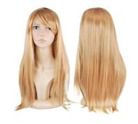 WOMEN'S LADIES LONG STRAIGHT WIG FANCY DRESS COSPLAY WIGS POP PARTY COSTUME (Blonde/Gold)