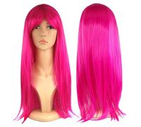 WOMEN'S LADIES LONG STRAIGHT WIG FANCY DRESS COSPLAY WIGS POP PARTY COSTUME (Hot Pink)
