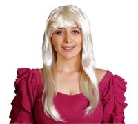 WOMEN'S LADIES LONG STRAIGHT WIG FANCY DRESS COSPLAY WIGS POP PARTY (Off White)