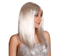 WOMEN'S LADIES LONG STRAIGHT WIG FANCY DRESS COSPLAY WIGS POP PARTY (Silver)