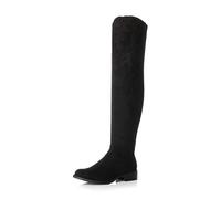 Womens Ladies Low Heel Thigh High Over The Knee Stretch Riding Boots Size (Black Suede) (3 UK)