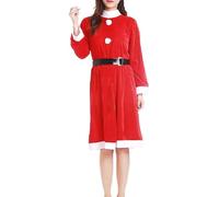 Womens Ladies Miss Santa Christmas Costume,Santa Dress Up Costume Fancy Outfit Velvet Layered Mash Hem Hooded Tutu Xmas Costumes Adult Dress Strapless Chemise (2#Red,One Size)