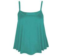 Womens Ladies New Plain Sleeveless Swing Strappy Camisole Cami Vest Plus Size Flared Mini Top Tees UK 8-26 (Jade Green UK 24-26)
