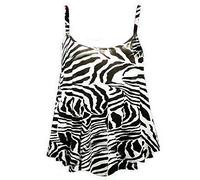 Womens Ladies New Plain Sleeveless Swing Strappy Camisole Cami Vest Plus Size Flared Mini Top Tees UK 8-26 (Zebra Print UK 12-14)
